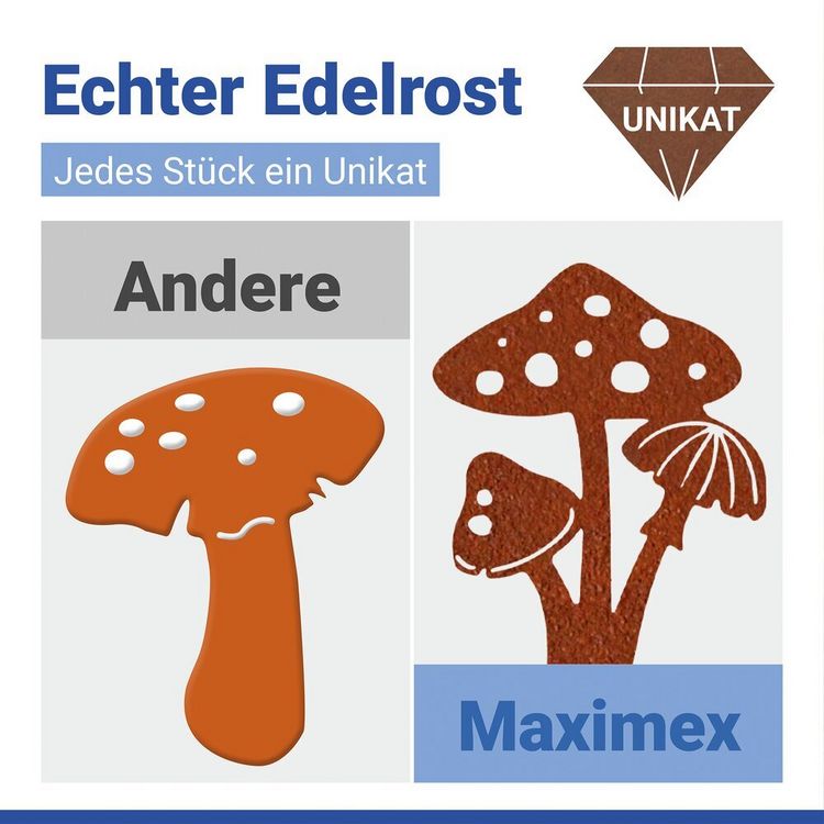 Produktbild: Gartenstecker Pilze, 2er Set, wetterbest&auml;ndig, mit Edelrost-Effekt