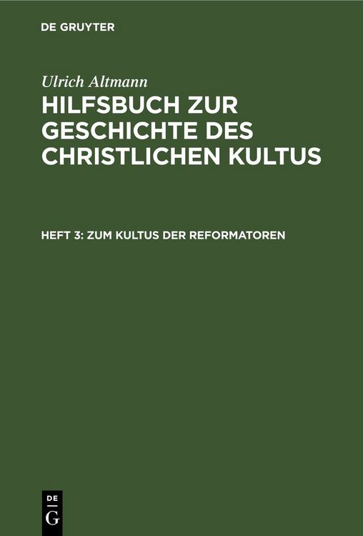 Produktbild: Zum Kultus der Reformatoren