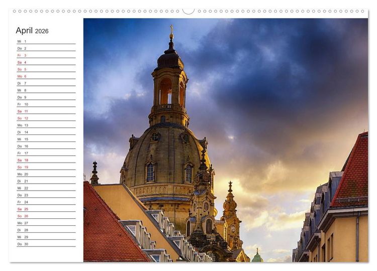 Produktbild: Dresden - Die Frauenkirche (hochwertiger Premium Wandkalender 2026 DIN A2 quer), Kunstdruck in Hochglanz