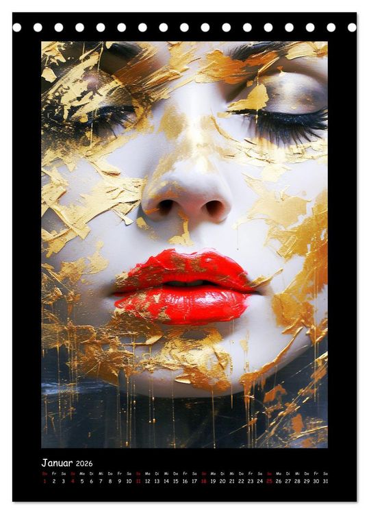 Produktbild: Goldene Portraits. Fusion von Kunst und &Auml;sthetik (Tischkalender 2026 DIN A5 hoch), CALVENDO Monatskalender