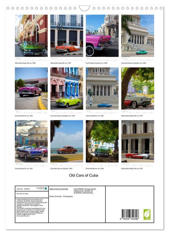 Produktbild: Old Cars of Cuba (Wandkalender 2026 DIN A3 hoch), CALVENDO Monatskalender