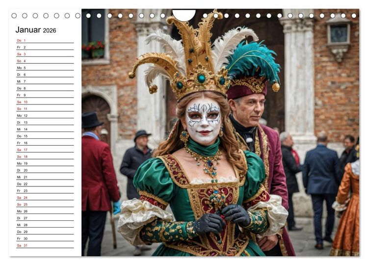 Produktbild: M&auml;rchenhafte Maskerade KI - Karnevalserlebnis in Venedig (Wandkalender 2026 DIN A4 quer), CALVENDO Monatskalender