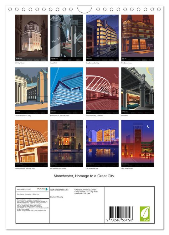 Produktbild: Manchester, Homage to a Great City. (Wall Calendar 2026 DIN A4 portrait), CALVENDO 12 Month Wall Calendar