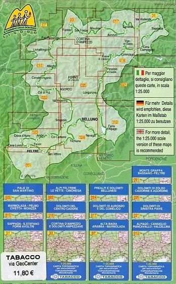Produktbild: Tabacco Karte Provincia di Belluno