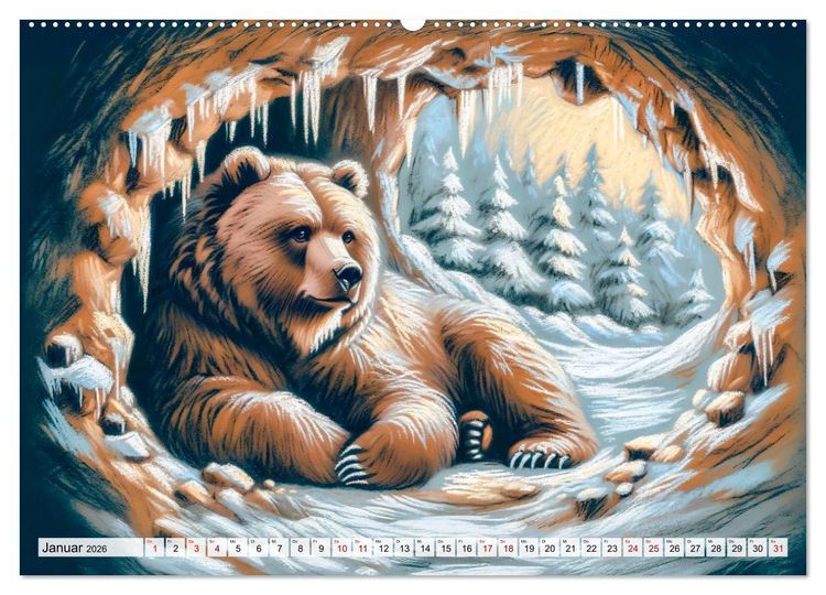 Produktbild: Ein Jahr mit den B&auml;ren - Ein majest&auml;tisches Leben in der Wildnis (hochwertiger Premium Wandkalender 2026 DIN A2 quer), Kunstdruck in Hochglanz