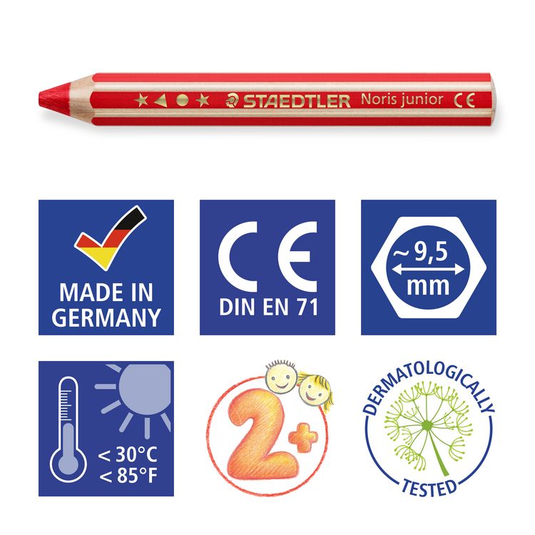 Produktbild: STAEDTLER Noris junior 140 Kindermalstift 3 in 1, 6 Duo Malstifte + 1 Spitzer