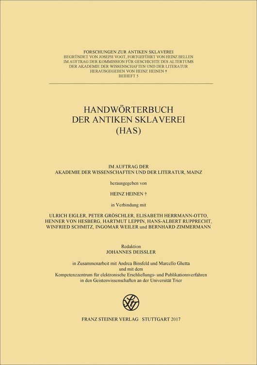 Produktbild: Handw&ouml;rterbuch der antiken Sklaverei (HAS)