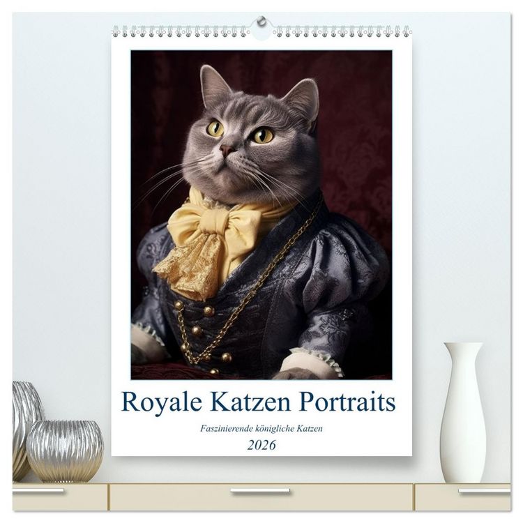 Produktbild: Royale Katzen Portraits (hochwertiger Premium Wandkalender 2026 DIN A2 hoch), Kunstdruck in Hochglanz