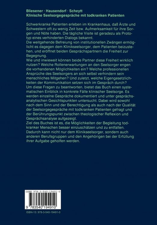 Produktbild: Klinische Seelsorgegespr&auml;che mit todkranken Patienten