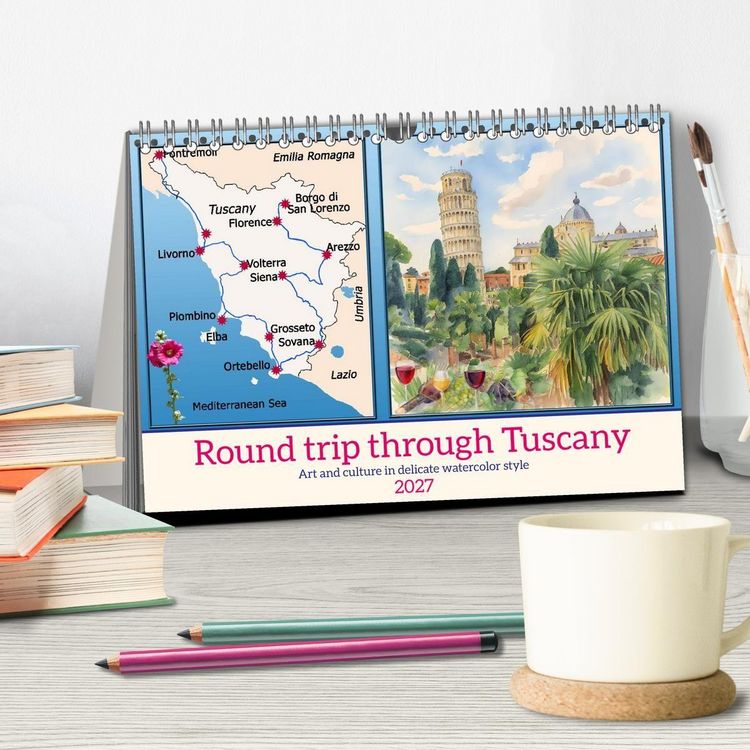 Produktbild: Round trip through Tuscany (Desk Calendar 2027 DIN A5 landscape), CALVENDO 12 Month DeskCalendar