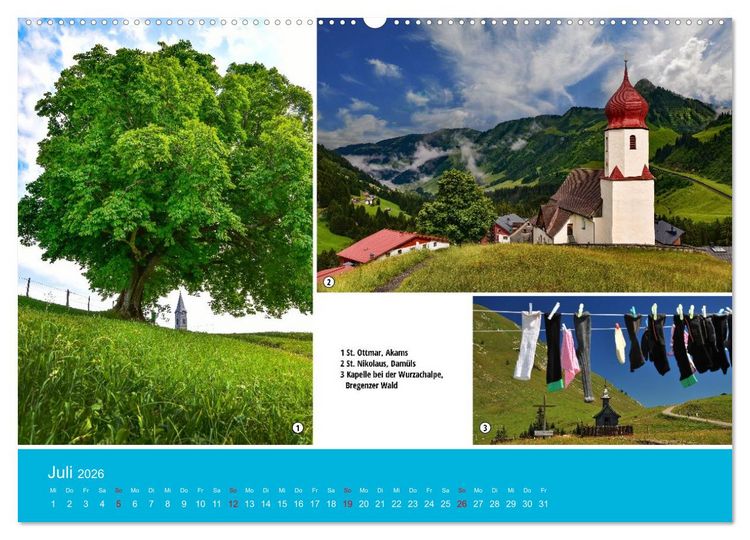 Produktbild: Kirchen und Kapellen als Ausflugsziele (Wandkalender 2026 DIN A2 quer), CALVENDO Monatskalender