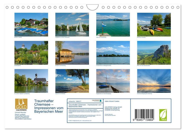Produktbild: Traumhafter Chiemsee &ndash; Impressionen vom Bayerischen Meer (Wandkalender 2026 DIN A4 quer), CALVENDO Monatskalender
