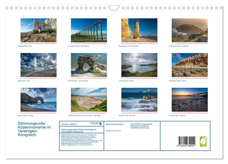 Produktbild: Stimmungsvolle K&uuml;stenmomente im Vereinigten K&ouml;nigreich (Wandkalender 2026 DIN A3 quer), CALVENDO Monatskalender