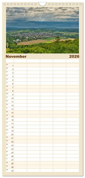 Produktbild: Familienplaner 2026 - Streifzug durch das Weserbergland mit 5 Spalten (Wandkalender, 21 x 45 cm) CALVENDO