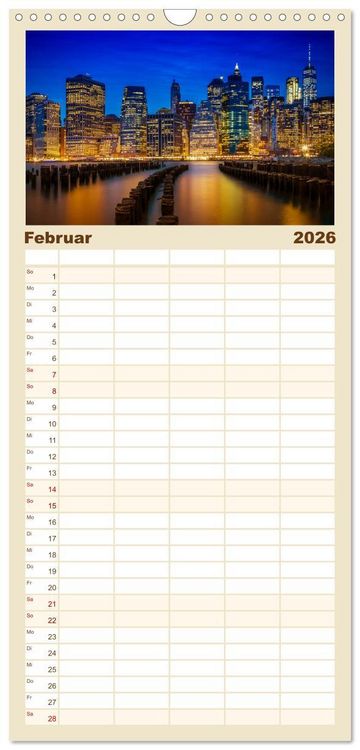 Produktbild: Familienplaner 2026 - NEW YORK Bekannte Blicke mit 5 Spalten (Wandkalender, 21 x 45 cm) CALVENDO