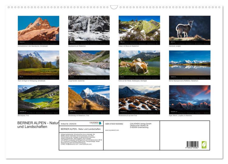 Produktbild: BERNER ALPEN - Natur und Landschaften (Wandkalender 2026 DIN A2 quer), CALVENDO Monatskalender