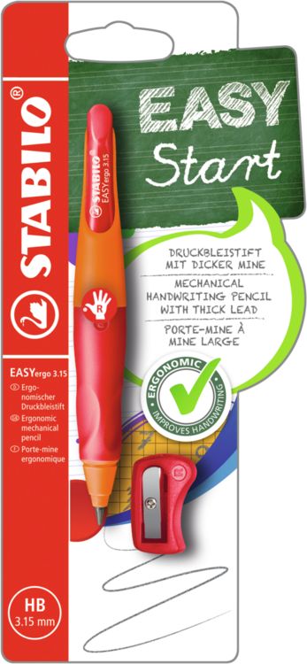 Produktbild: STABILO Druckbleistift EASYergo 3.15 mit Spitzer HB RH orange/rot Blister