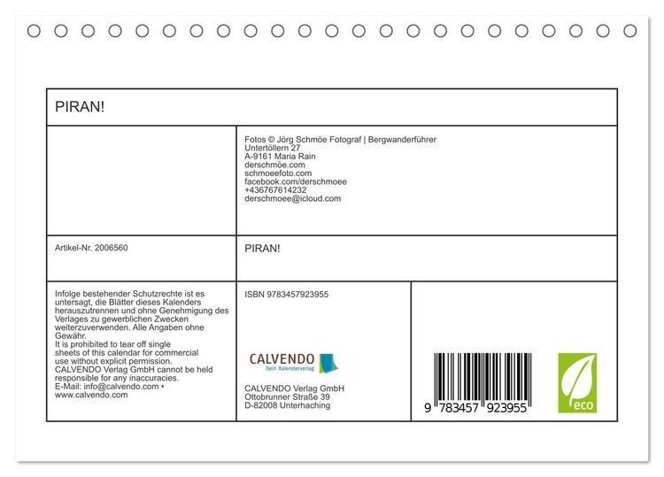 Produktbild: PIRAN! (Tischkalender 2026 DIN A5 quer), CALVENDO Monatskalender