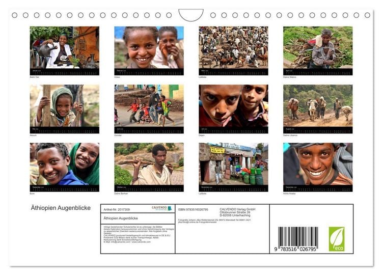 Produktbild: &Auml;thiopien Augenblicke (Wandkalender 2026 DIN A4 quer), CALVENDO Monatskalender