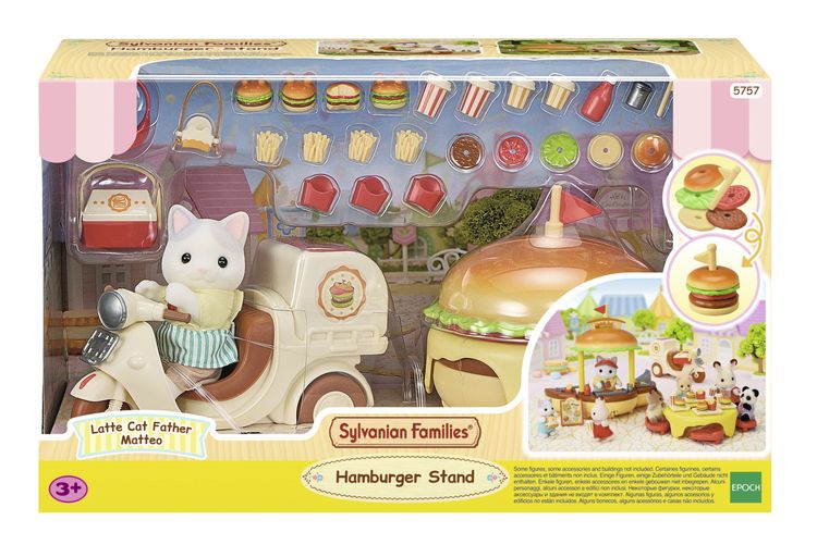 Produktbild: Sylvanian Families 5757 - Hamburger Stand, Mobiler Hamburger Imbiss mit Figur, Spielset