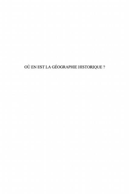 Produktbild: Ou en est la geographie historique ?