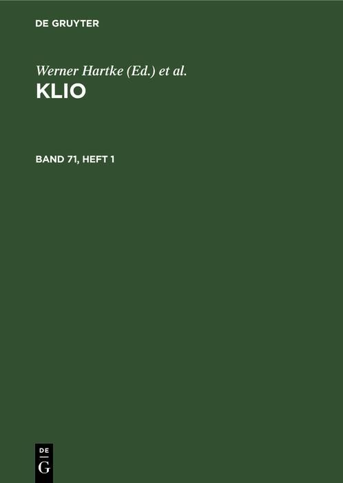 Produktbild: Klio. Band 71, Heft 1