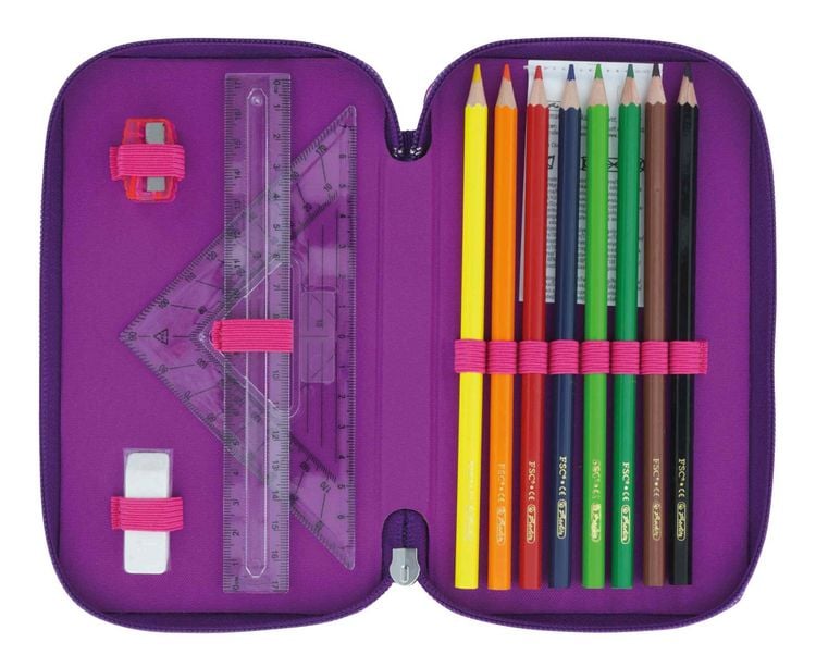 Produktbild: Herlitz Sch&uuml;leretui TriCase 31-teilig Dip Dye Pink/Purple