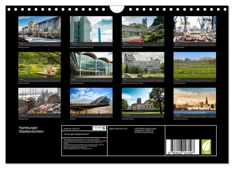 Produktbild: Hamburger Stadtansichten (Wandkalender 2026 DIN A4 quer), CALVENDO Monatskalender