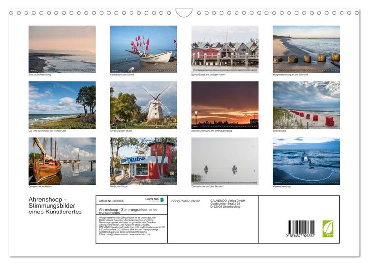Produktbild: Ahrenshoop - Stimmungsbilder eines K&uuml;nstlerortes (Wandkalender 2026 DIN A3 quer), CALVENDO Monatskalender