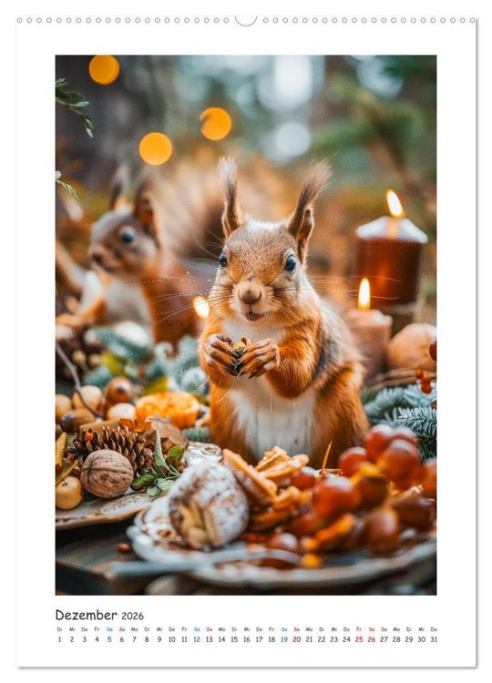 Produktbild: Lustige kleine Eichh&ouml;rnchen (Wandkalender 2026 DIN A2 hoch), CALVENDO Monatskalender