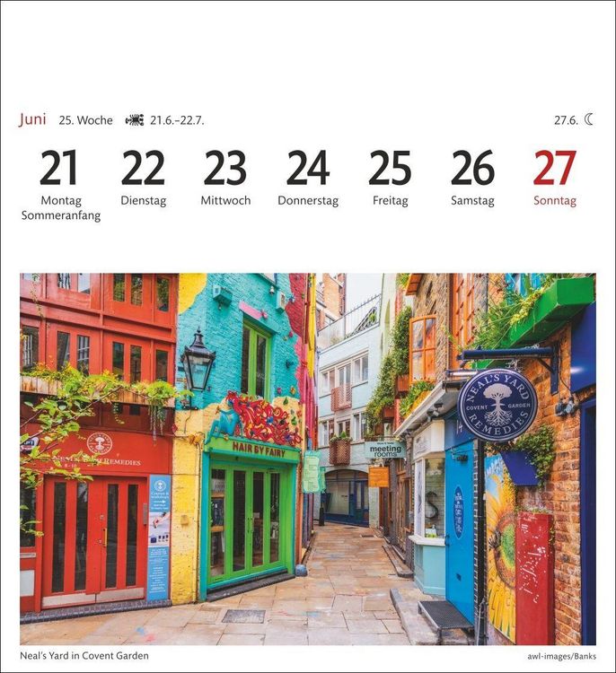 Produktbild: London Sehnsuchtskalender 2027 - Wochenkalender mit 53 Postkarten