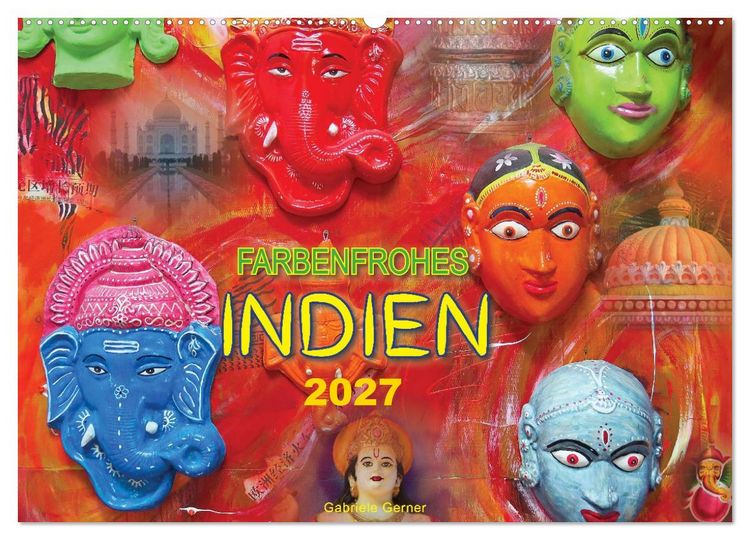 Produktbild: Farbenfrohes Indien (Wandkalender 2027 DIN A2 quer), CALVENDO Monatskalender