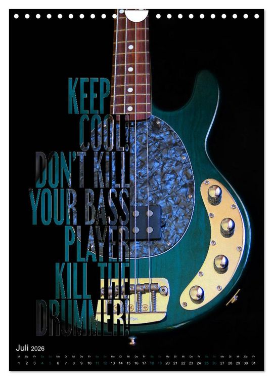 Produktbild: Rockgitarren Textposter (Wandkalender 2026 DIN A4 hoch), CALVENDO Monatskalender