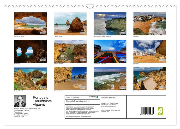 Produktbild: Portugals Traumk&uuml;ste Algarve (Wandkalender 2026 DIN A3 quer), CALVENDO Monatskalender