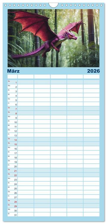Produktbild: Familienplaner 2026 - Drachen - Herrscher der Welt mit 5 Spalten (Wandkalender, 21 x 45 cm) CALVENDO