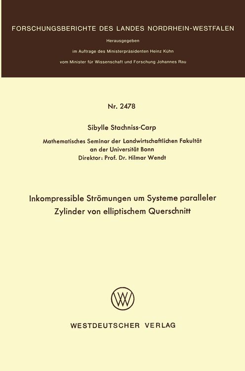 Produktbild: Inkompressible Str&ouml;mungen um Systeme paralleler Zylinder von elliptischem Querschnitt