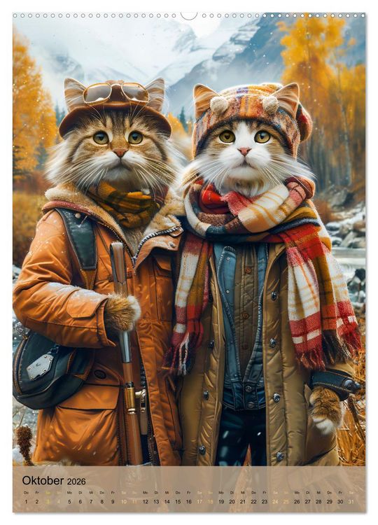 Produktbild: Katzen auf Abenteuerreise - Globetrotter-Katzen entdecke ferne Kulturen (Wandkalender 2026 DIN A2 hoch), CALVENDO Monatskalender