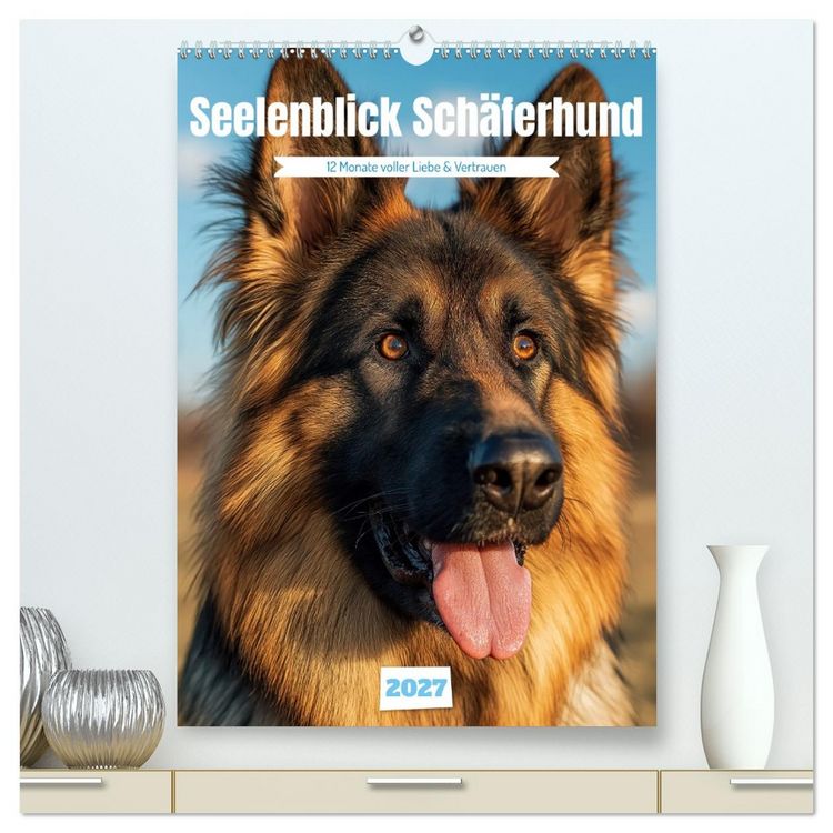 Produktbild: Seelenblick Sch&auml;ferhund (hochwertiger Premium Wandkalender 2027 DIN A2 hoch), Kunstdruck in Hochglanz