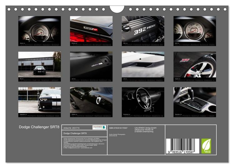 Produktbild: Dodge Challenger SRT8 (Wandkalender 2026 DIN A4 quer), CALVENDO Monatskalender