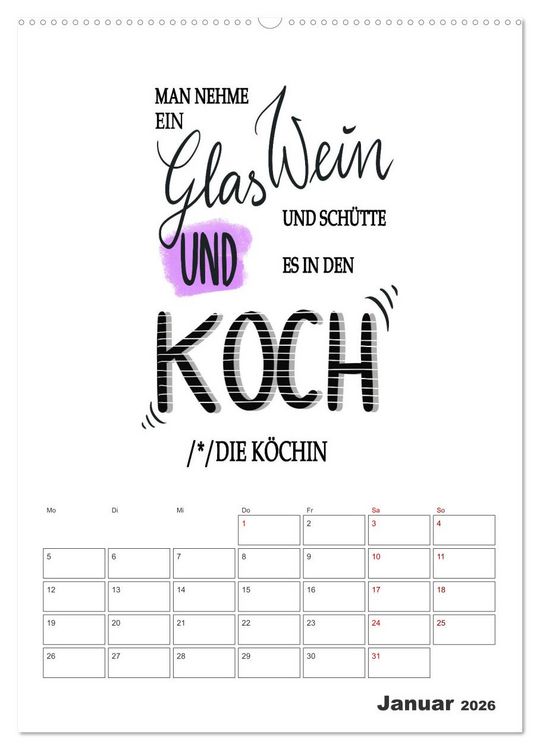 Produktbild: Spr&uuml;che f&uuml;r die K&uuml;che. Mit Jahresplaner (hochwertiger Premium Wandkalender 2026 DIN A2 hoch), Kunstdruck in Hochglanz