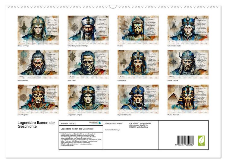 Produktbild: Legend&auml;re Ikonen der Geschichte (hochwertiger Premium Wandkalender 2026 DIN A2 quer), Kunstdruck in Hochglanz