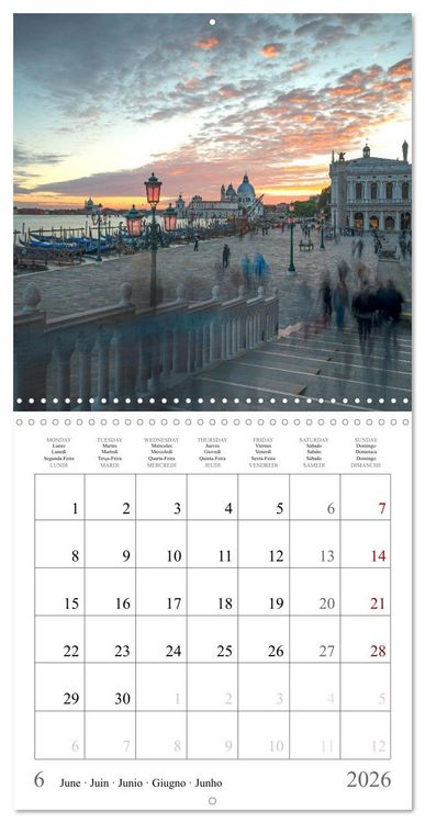Produktbild: Lieux romantiques &agrave; Venise (Calendrier mural carr&eacute; 2026 30x30 cm) Calendrier double avec une page pour vos prises de notes