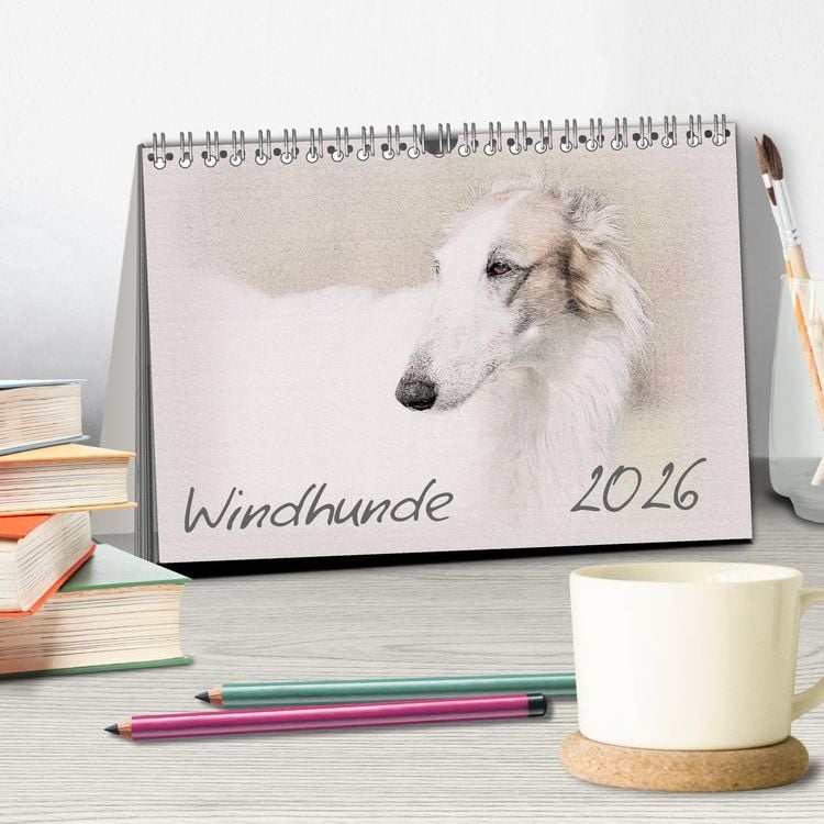 Produktbild: Windhunde 2026 (Tischkalender 2026 DIN A5 quer), CALVENDO Monatskalender