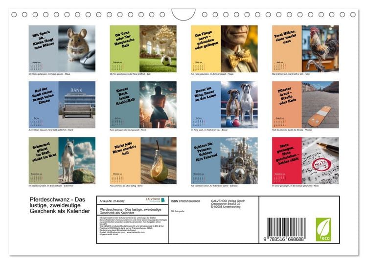 Produktbild: Pferdeschwanz - Das lustige, zweideutige Geschenk als Kalender (Wandkalender 2026 DIN A4 quer), CALVENDO Monatskalender
