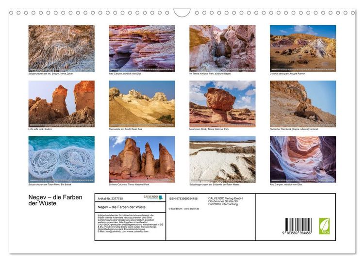 Produktbild: Negev &ndash; die Farben der W&uuml;ste (Wandkalender 2027 DIN A3 quer), CALVENDO Monatskalender