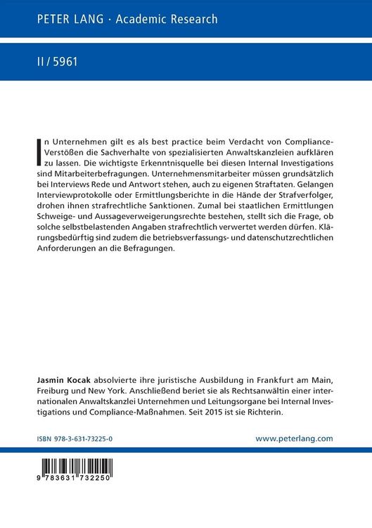 Produktbild: Selbstbelastungspflichten bei Mitarbeiterbefragungen