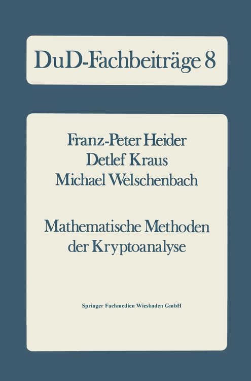 Produktbild: Mathematische Methoden der Kryptoanalyse