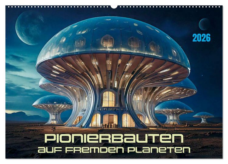 Produktbild: Pionierbauten auf fremden Planeten (Wandkalender 2026 DIN A2 quer), CALVENDO Monatskalender