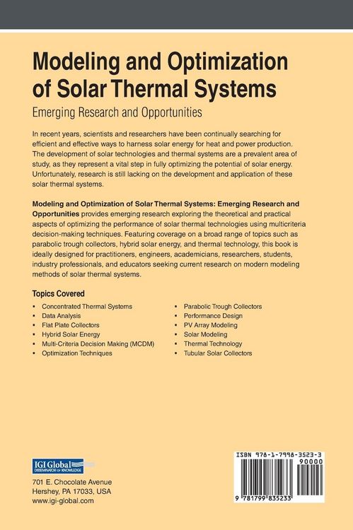 Produktbild: Modeling and Optimization of Solar Thermal Systems