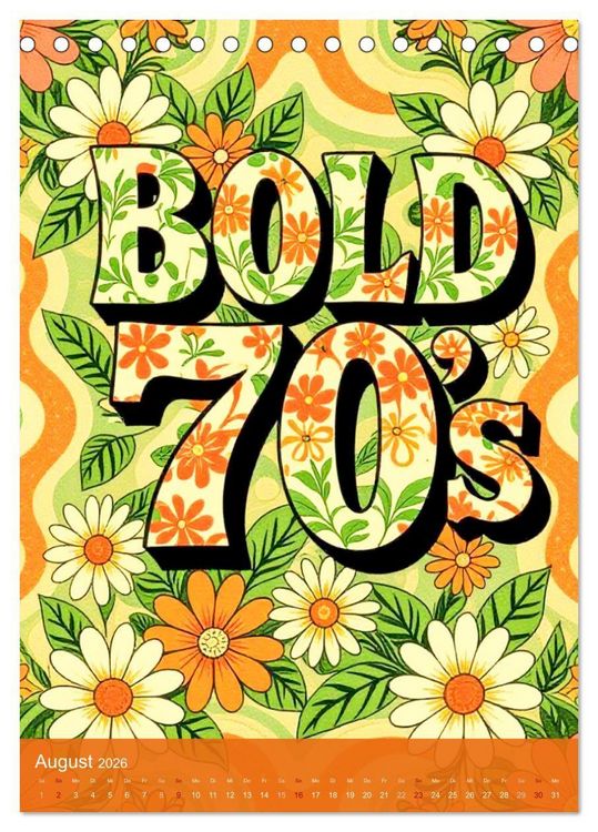 Produktbild: Flower Power Dreams - Retro 70s Art (Tischkalender 2026 DIN A5 hoch), CALVENDO Monatskalender